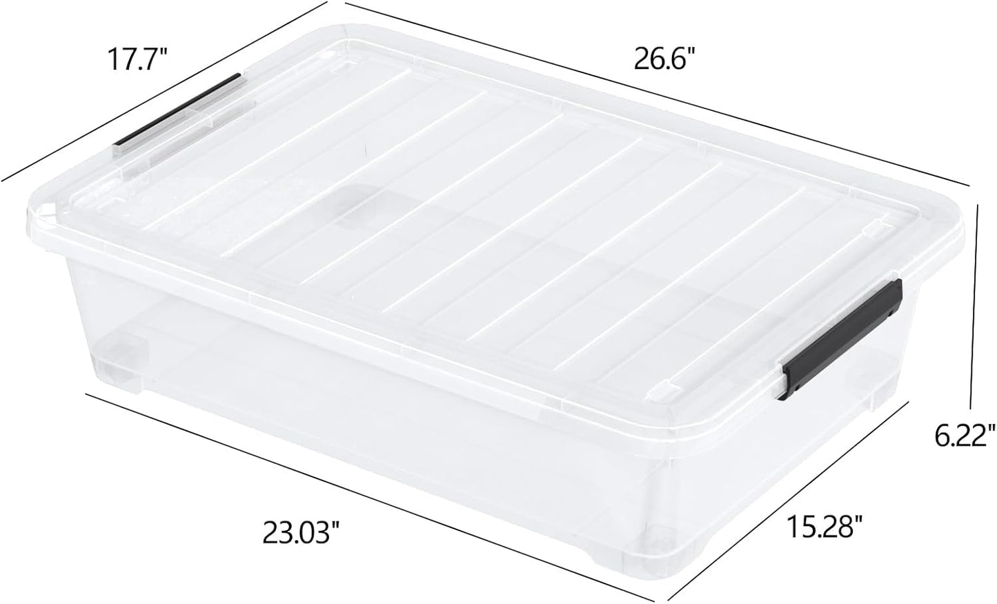 40 Quarts Clear Stackable Underbed Box, Shallow Underbed Bins with Wheels Set of 3