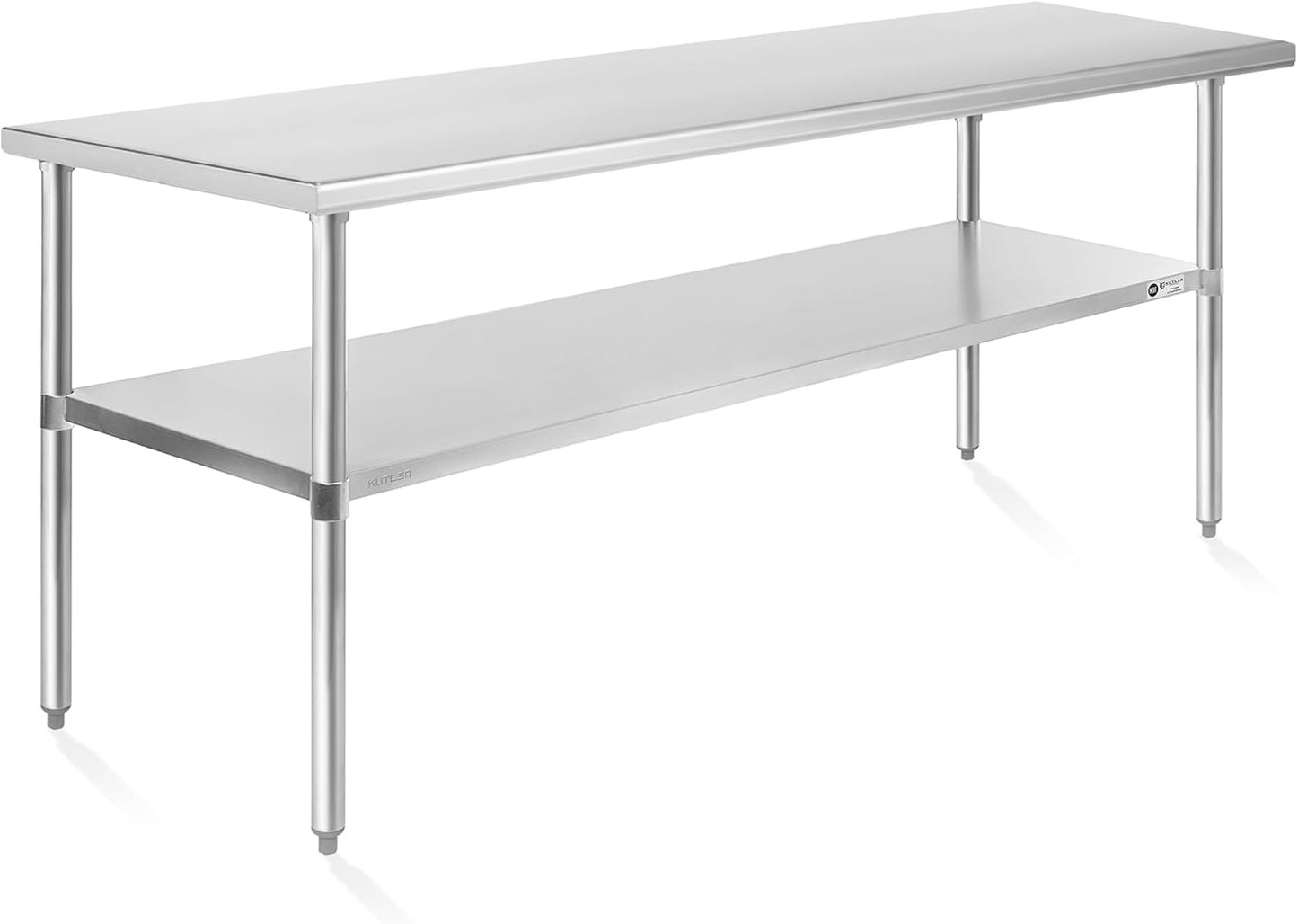 KUTLER Stainless Steel Table 24 x 72 Inches, NSF Heavy Duty Commercial Kitchen Prep and Work Table with Undershelf for Restaurant, Hotel, Home