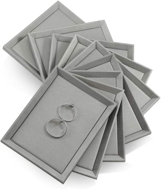 Leather Jewelry Tray, Premium Grey Organizer For Display