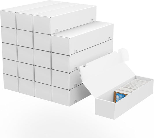 Trading Card Storage Box, 20-Pack 1100 Count White Corrugated Cardboard Bulk Sports Storage Box for TCG/Magic/Mtg Basketball Cards, Collectible Trading Cards
