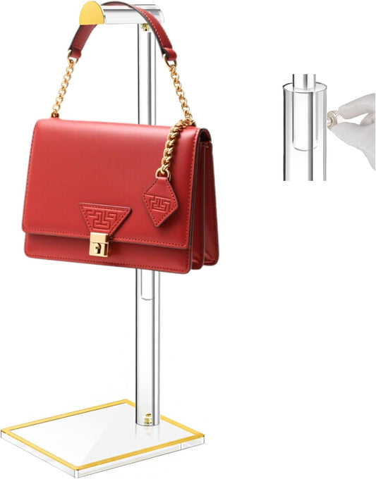 Acrylic Handbag Display Stand, 14"-24" Adjustable Purse Holder Clear Handbag Table Hanger Rack Purse Hanger Stand for Home Closet Store Boutique Counter