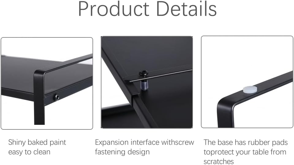Expandable Cabinet Shelf Organizer Riser for Kitchen Pantry Cupboard Under Sink Countertop (black, 8.2’’D * 12.2-21.6’’W * 7.7’’H)