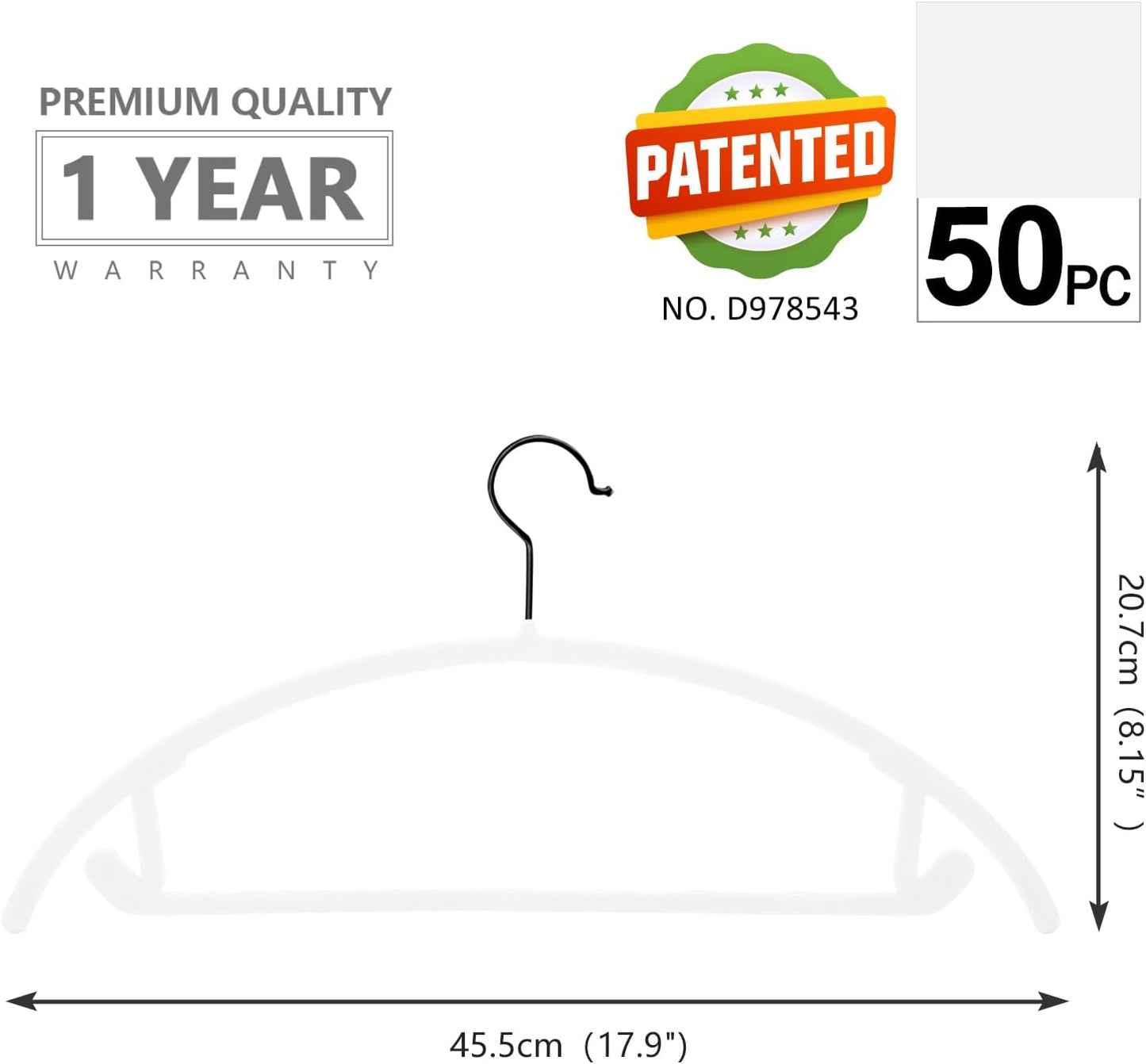 MIZGI Premium Velvet Hangers 50 Pack Heavyduty- Non Slip No Shoulder Bump Suit Hanger - Black Hooks,Space Saving Clothes Rounded Shape for Coat,Sweater,Jackets,Pants