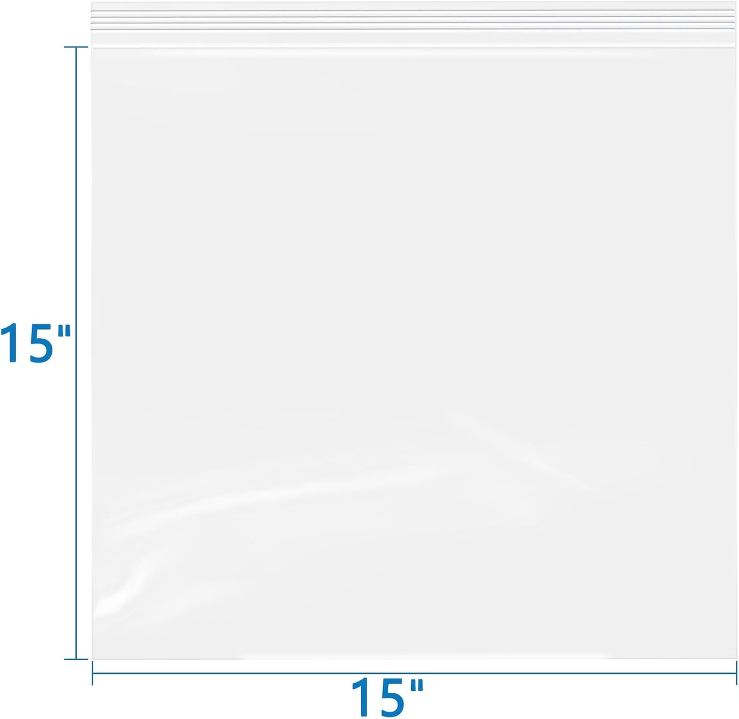 iMailer- 15" x 15" 100 Pack- 2 Mil Resealable Zip Bags- Clear Plastic Bags with Zip Top Lock for Storage, Organizing, Crafts, Travel