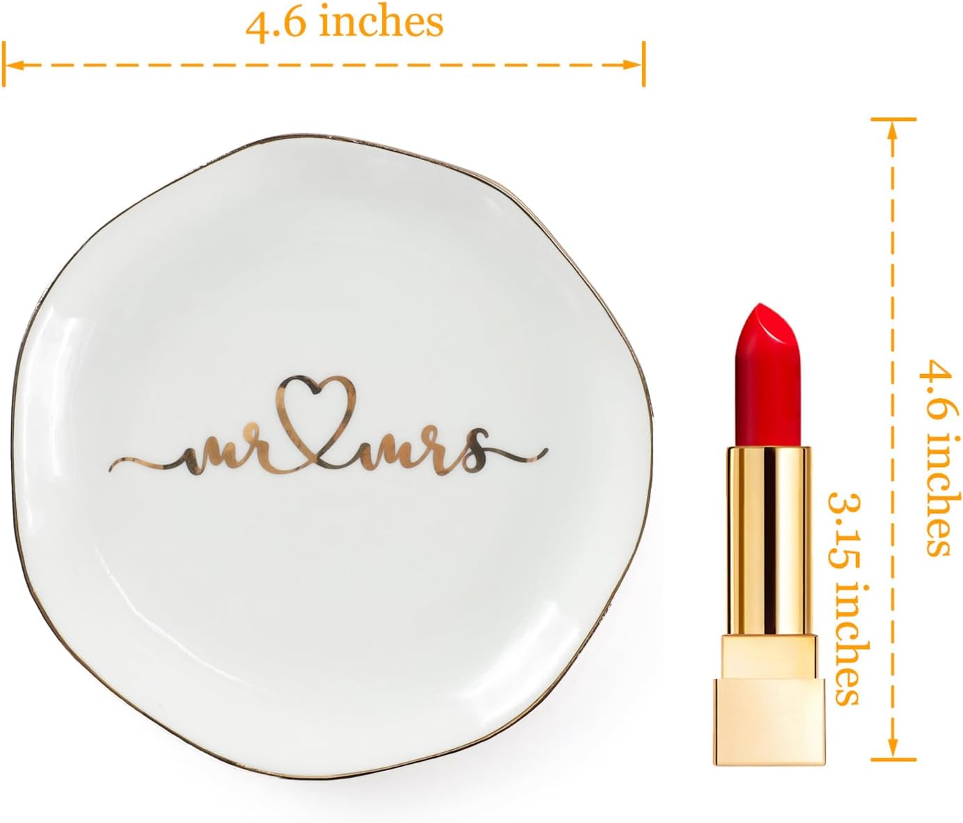 Mr.& Mrs Wedding Ring Dish-Jewelry Dish Tray-Ceramic White