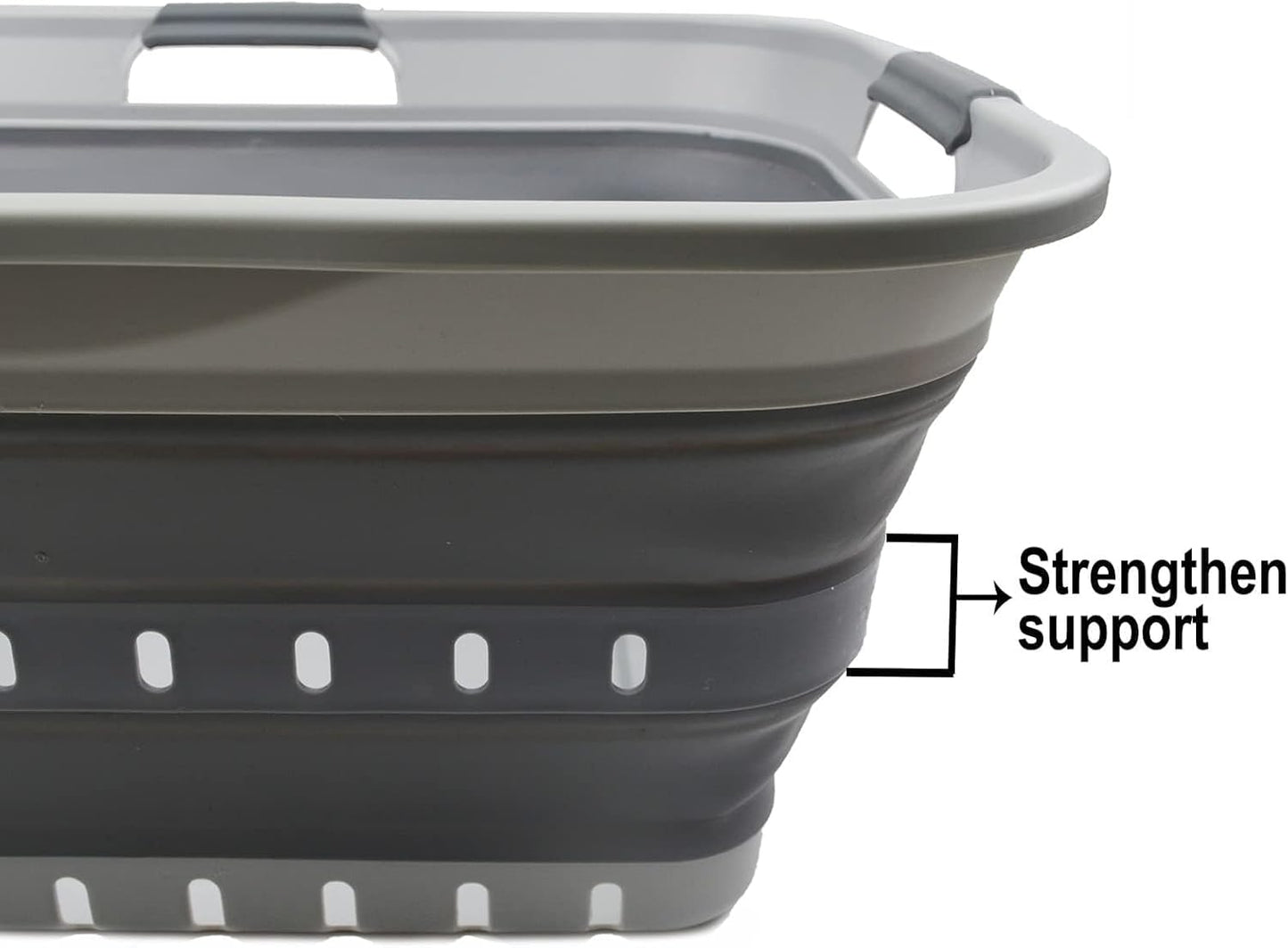 SAMMART 42L (11 gallon) Collapsible Plastic Laundry Basket - Foldable Pop Up Storage Container/Organizer - Portable Basket - Space Saving Hamper (Grey/Dark Grey (Set of 2))