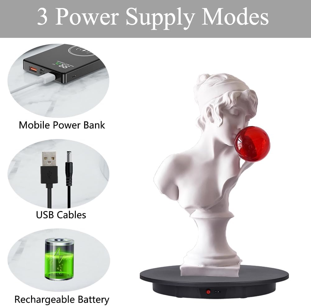 JAYEGT Motorized Rotating Display Stand ,330 Lbs Load ，360 Degree Electric Rotating Photography Turntable For Products Display，Video Show, Outdoor Show，Remote Control+5 Colors Backgrounds(Black / 16.5inch / Rechargeable)
