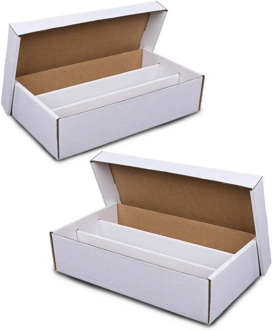 GRAND ORANGE 3000 Count 3 Row Card Storage Box 2 PACK Cardboard Standard Trading & Gaming card Storage Boxes Corrugated Cardboard Storage Box Trading Card Slab Storage Boxes