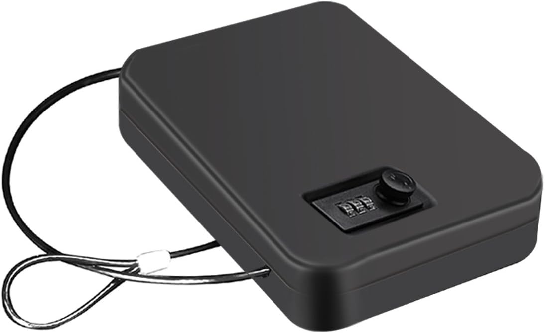 Pistol Safe, Portable Travel Gun Safe,Handgun Lock Box, Gun Safes for Cars, Black