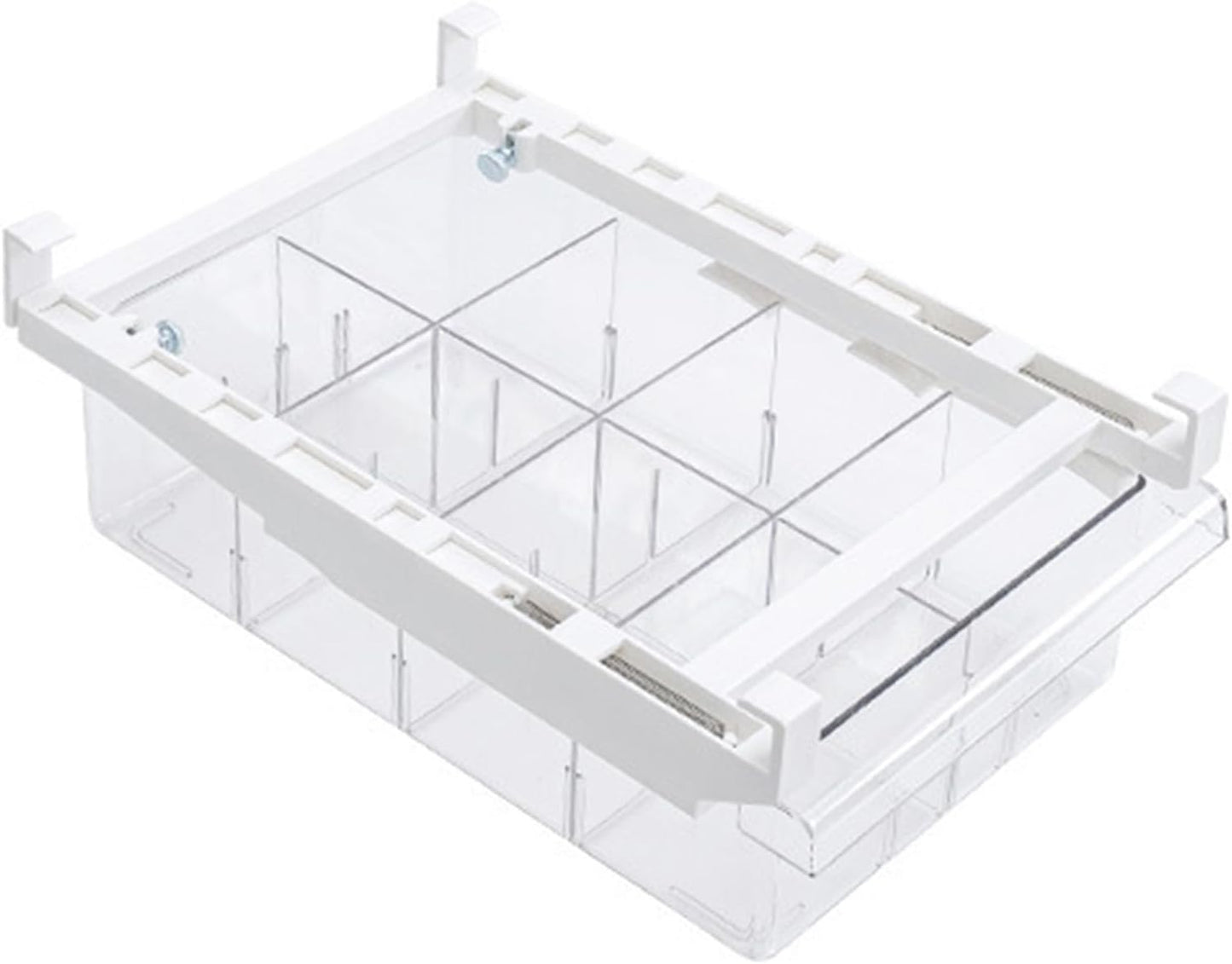 Fridge Drawer Organizer, Pull Out Shelf Storage Transparent Organizer for Refrigerator, Drawer Organizer for Egg, Fruit, Vegetable, Seafood, Meat, Cheese, Produce (White A)