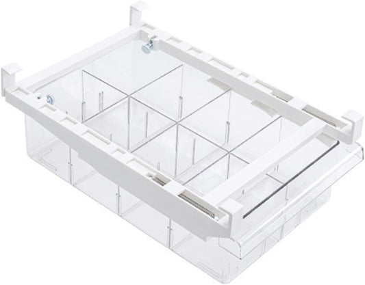 Fridge Drawer Organizer, Refrigerator Organizer Bins, Pull Out with Handle, fridge drawer organizer for Deli Meat, Cheese, Produce and More, Stretchable and Deep Storage (White)