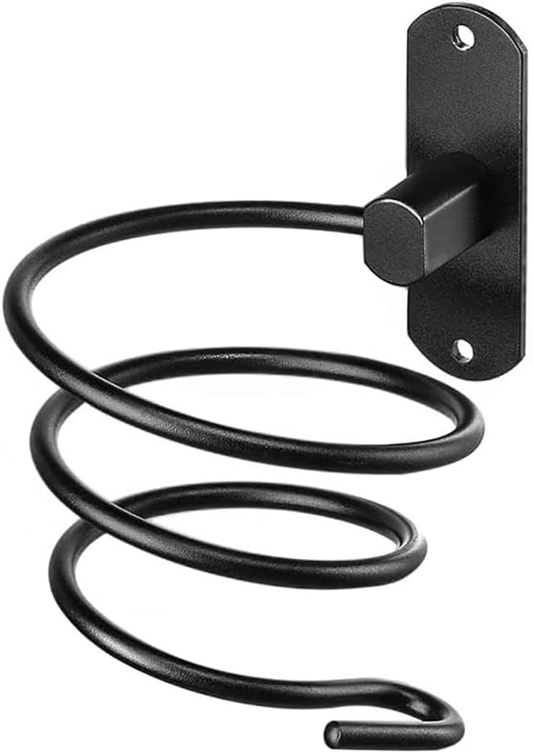 Blow Dryer Holder Wall Mounted Bathroom Hair Dryer Hanger Hair Tool Organizer for Full Size Dryer Swivel Storage Rack with Armrests for Flat Iron Curling Iron Space Saving Design (Black)