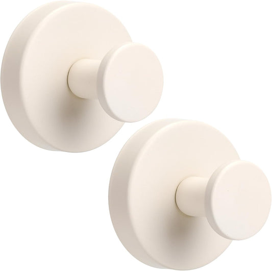 Suction Cup Hooks for Shower No-Drill Bathroom Hooks for Towels, Robes, Loofah Mountable on Bathroom Walls, Kitchen, Glass, Mirrors, Tile and Smooth,Non-Porous Surfaces (2, Milk White)