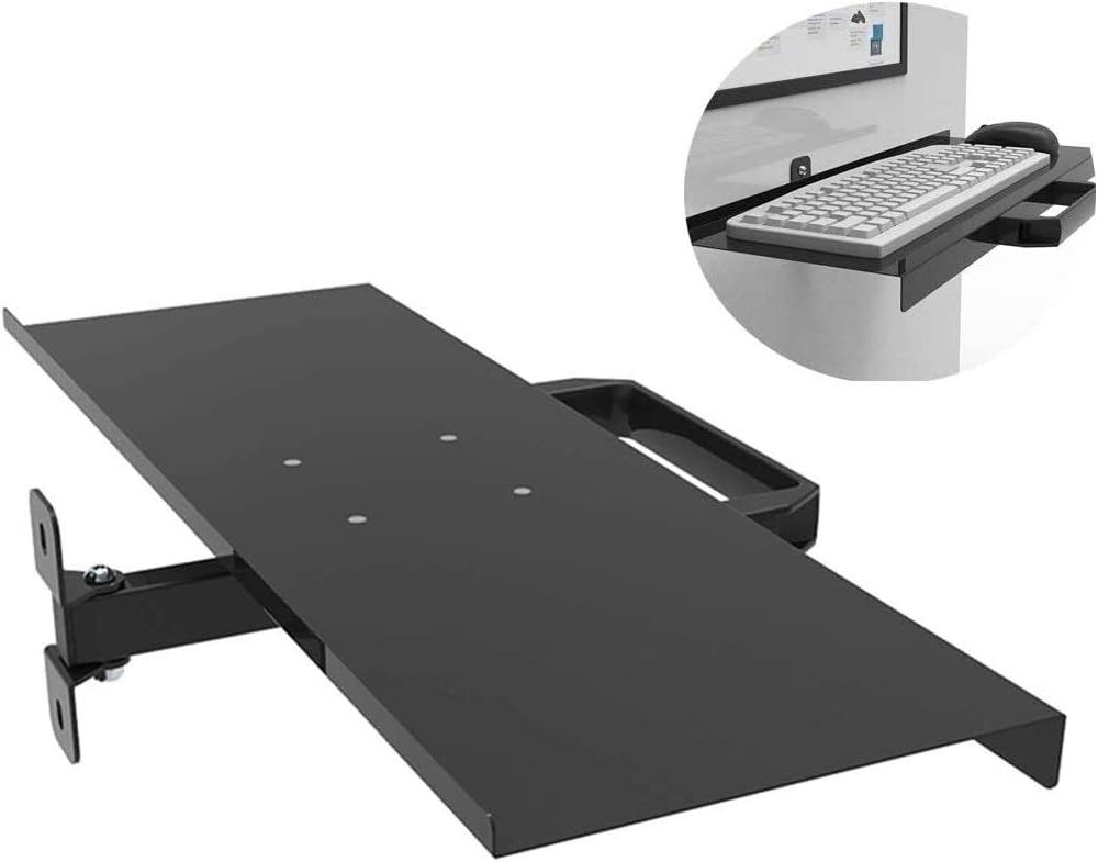 Adjustable Keyboard Tray Under Desk with Ergonomic Mouse Support, Horizontal Rotation and Telescopic Arm Stand for Office Use