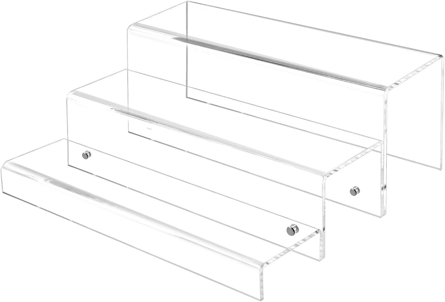 3 Tiers Bar Shelves for Liquor Bottles, 15" Bar Organizer for Countertop, Clear Acrylic Risers Display Racks Stands for Figures Pops Cupcake Perfume Collections (Patent: D1076520S)