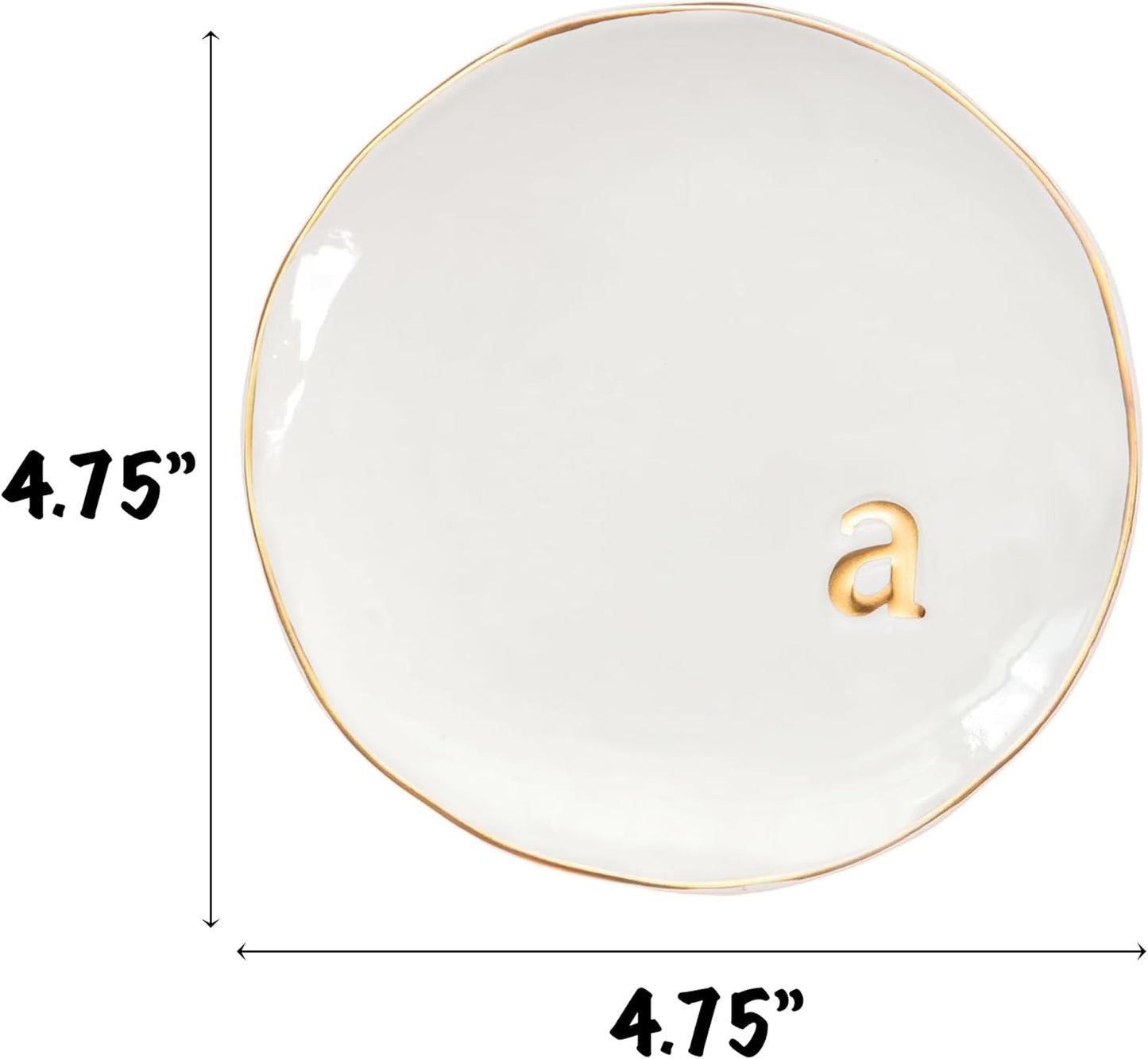 COLLECTIVE HOME - Ceramic Jewelry Tray, Decorative Trinket Dish for Rings Earrings Necklaces Bracelet Watch Keys, Birthday Mother's Day Christmas Gift for Women, 4.75", Glossy (a)
