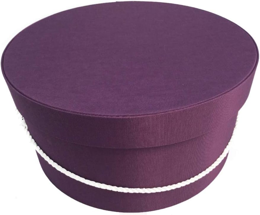 Sarah's Hat Boxes Classic Amethyst Hat Box – 18.5" x 9.5" (Dia. x Ht.) Handmade in USA – Odorless Non-Toxic Adhesive, Cording Handle – Premium Storage for Hats & Accessories