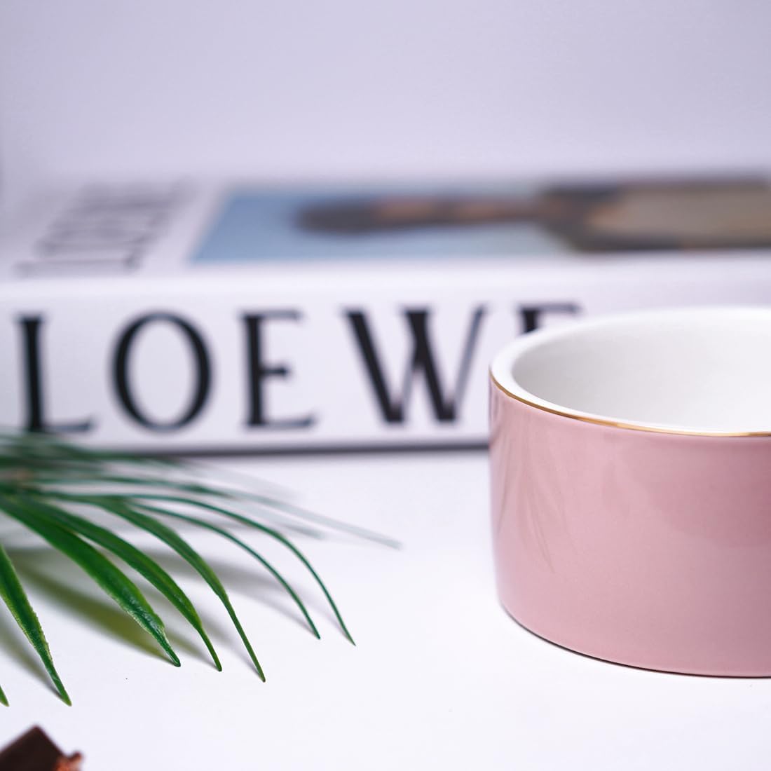 HANKOR Paper Clip Holder - Ceramic Paperclip Holders for Desk, Binder Paper Clip Dispenser Organizer (Pink)