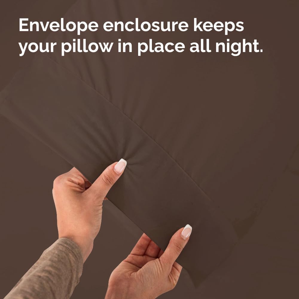 King Pillow Cases - 2 Pack - Super Soft Pillowcase Covers - Envelope Enclosure - Hotel Quality Pillow Protectors - Wrinkle Free, Fade, Shrink & Stain Resistant - Machine Washable - 20" x 40" (Brown)