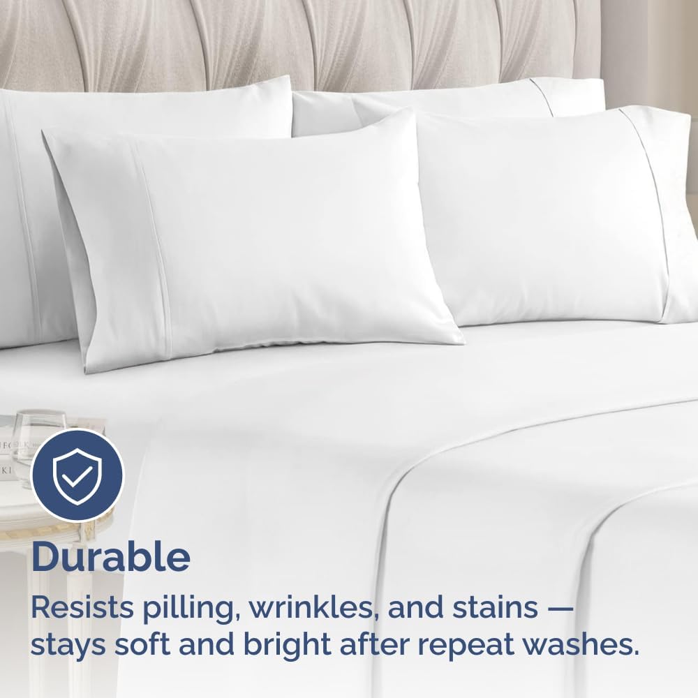 Queen Pillow Cases - 4 Pack - Super Soft Pillowcase Covers - Envelope Enclosure - Hotel Quality Pillow Protectors - Wrinkle Free, Fade, Shrink & Stain Resistant - Machine Washable - 20" x 30" (White)