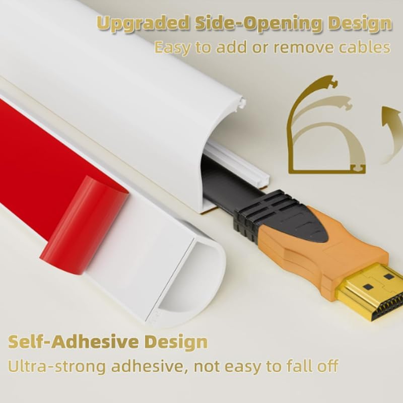 RPXRPXSide Open One Cord Cable Raceway Wire Cover for Cords, Our Cable Track is Best Suited for one Wire (Diameter <0.27"),Wire Raceway Management Cable Concealer Channel (White, 39in)
