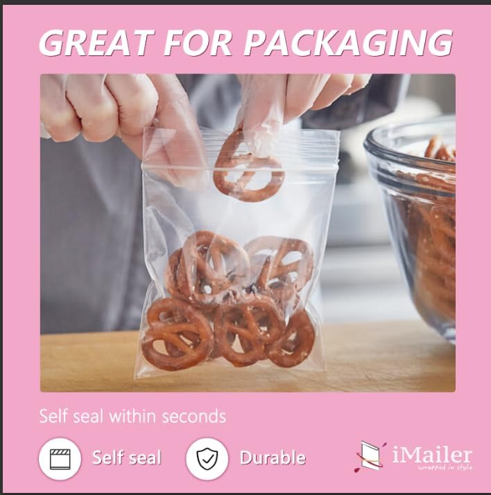 iMailer - 100 Pcs - 5" x 7" Clear Small Zip Bag - Reclosable Zip Plastic Poly Bags 2 Mil with Resealable Lock Seal Zipper for A2 A4 A6 Cards & Envelopes, Bakery, Cookies, Sandwich