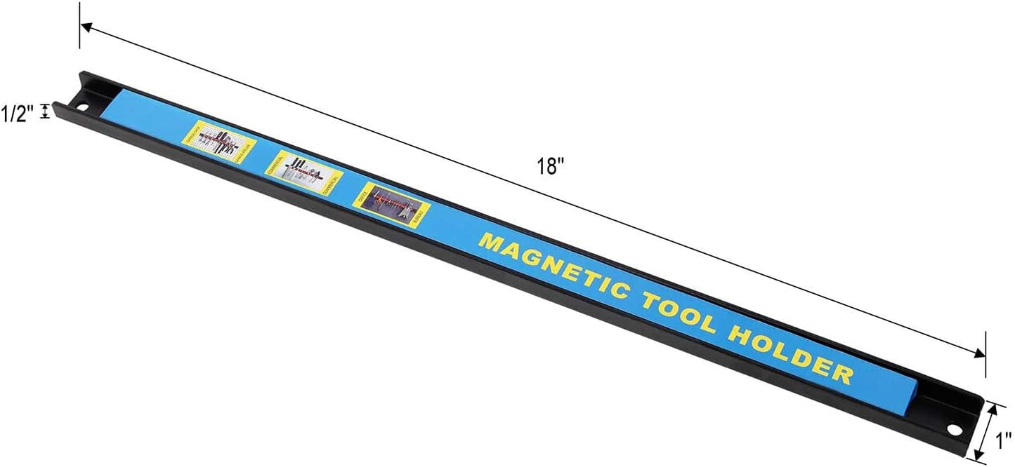 Magnetic Tool Holder 8 Pack, 18" Heavy Duty Magnetic Tool Organizer Strip with Mounting Screws, Wall Mounted Metal Tool Rack Bar for Garage, Workshop, Kitchen, Tool Storage and Organization
