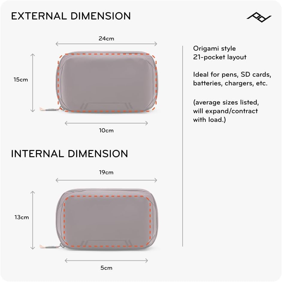 Peak Design Tech Pouch, Ocean, Electronics Organizer for Travel or Everyday Carry, Origami-Style Storage, Cable Pass-Through, Weatherproof Recycled Nylon, Gear Carry Bag for Men and Women