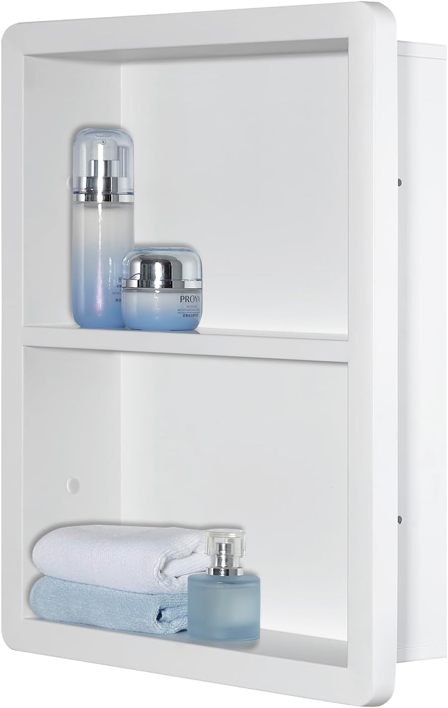 Shower Niche 14x18, Recessed Medicine Cabinet Without Mirror, 304 Stainless Steel Bathroom Storage Cabinet with Shelf, Waterproof Wall Niche for Bathroom in Matte White