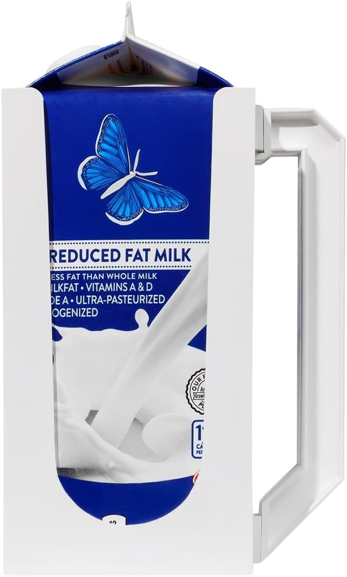Carton Caddy XL Half Gallon Milk Carton Holder with Handle, Juice Box, Soda Bottle and Milk Half Gallon Holder with Handle, Rust Free, Dishwasher Safe, Reusable, Easy to Clean, Ergonomic