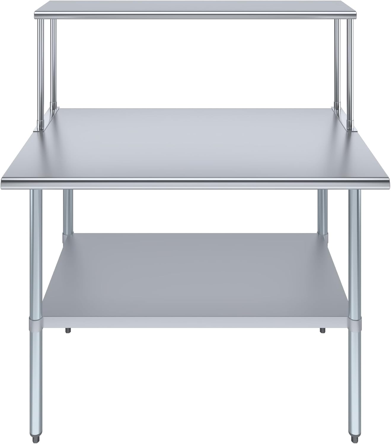Stainless Steel Work Table with Wide Single Tier Overshelf | Metal Kitchen Prep Table & Shelving Combo (30" x 48" Work Table + 12" Overshelf)