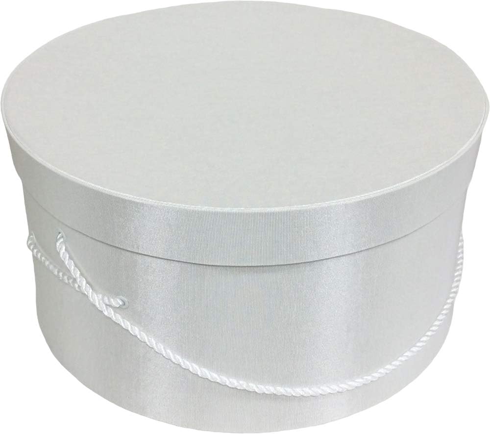 Sarah's Hat Boxes Classic White Hat Box – 12.75" x 6.5" (Dia. x Ht.) Handmade in USA – Odorless Non-Toxic Adhesive, Cording Handle – Premium Storage for Hats & Accessories