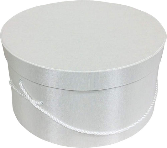 Sarah's Hat Boxes Classic White Hat Box – 12.75" x 6.5" (Dia. x Ht.) Handmade in USA – Odorless Non-Toxic Adhesive, Cording Handle – Premium Storage for Hats & Accessories