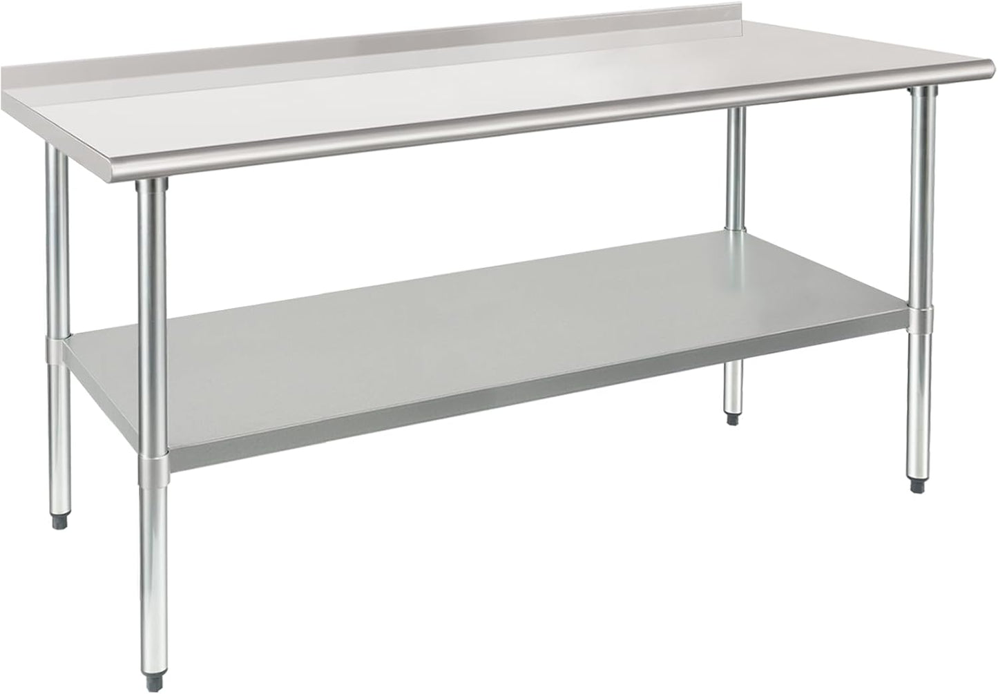 HARDURA Stainless Steel Prep & Work Table 30 x 72 Inches NSF Heavy Duty Commercial with Undershelf and Backsplash, Galvanized Legs for Commercial Food Prep