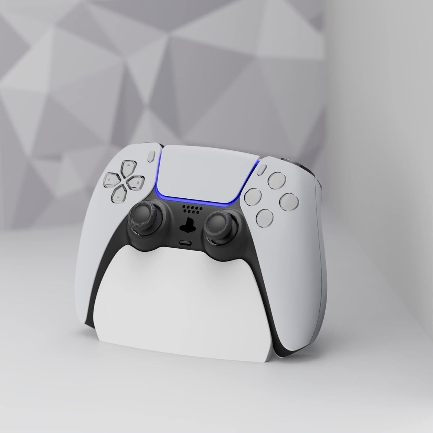 PlayVital White Controller Display Stand for ps5, Gamepad Accessories Desk Holder for ps5 Controller with Rubber Pads