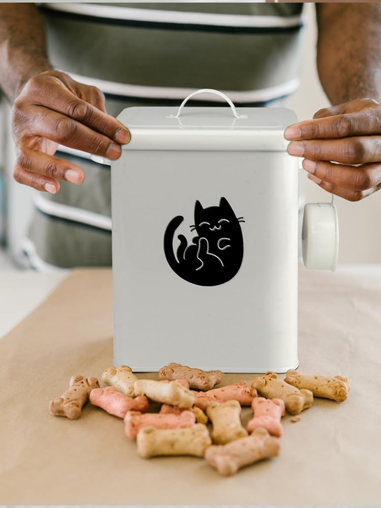 Dog and Cat Food Storage Container 6L, Cute Pet Food Storage Containers with Lids Airtight, Metal Cat Food Bin with Measuring Cup, Durable Airtight Cat Food Container for Pet Owners(#3)