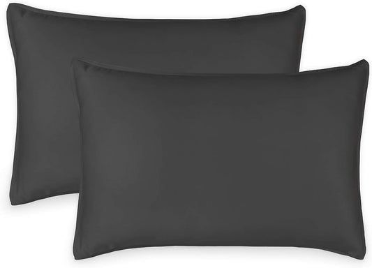 King Pillowcases by Pure Bamboo, Genuine 100% Organic Viscose Derived from Bamboo, Luxuriously Soft & Cooling, Double Stitching, Envelope Closure (2 King Pillowcases, Charcoal)