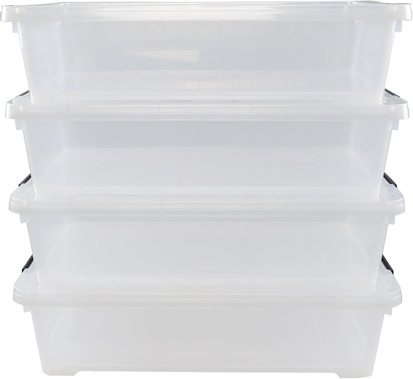 4-pack 40 Quarts Large Shallow Storage Bins, Plastic Under Bed Box Totes with Wheels