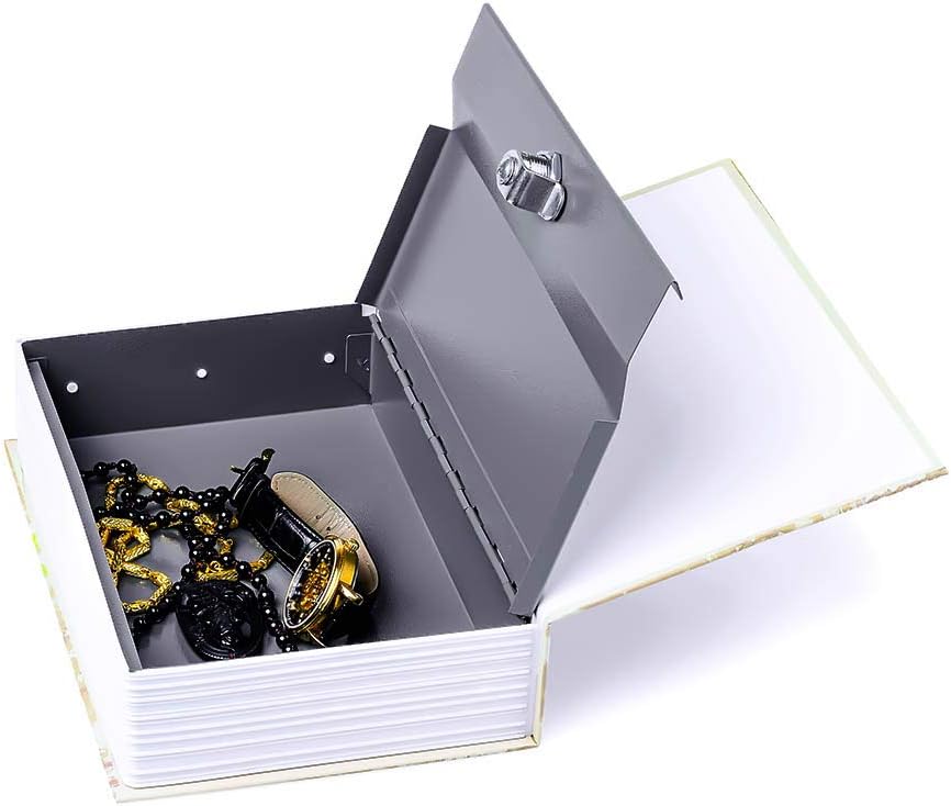 Diversion Book Safe Storage Box (9.5"×6"×2.2"), Dictionary Secret Safe Can with Security Key Lock, Diversion Book Hidden Safe (Paris-Key)