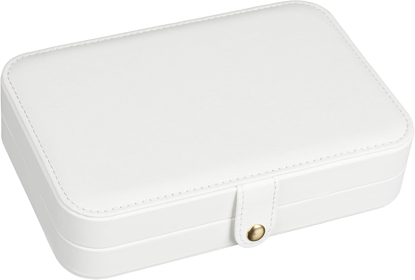 Small Jewelry Box, Travel Jewelry Case Portable Jewelry Boxes for Women, 2-Layer Mini Jewelry Travel Organizer, Gift for Women Girls,White D