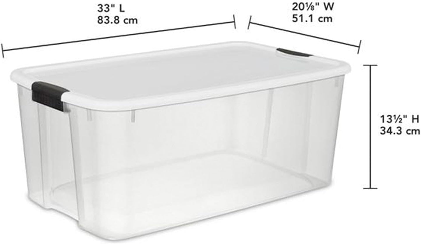 Sterilite 12-Pack Ultra Latching Box, Storage Bins with Lids, Clear Plastic, 116 Quart - Heavy-Duty Organizing Containers for Closet, Bathroom, and Office