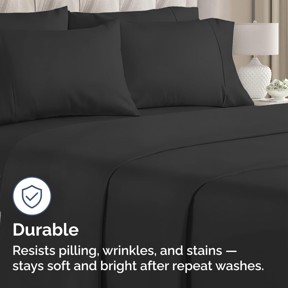 Queen Pillow Cases - 4 Pack - Super Soft Pillowcase Covers - Envelope Enclosure - Hotel Quality Pillow Protectors - Wrinkle Free, Fade, Shrink & Stain Resistant - Machine Washable - 20" x 30" (Black)