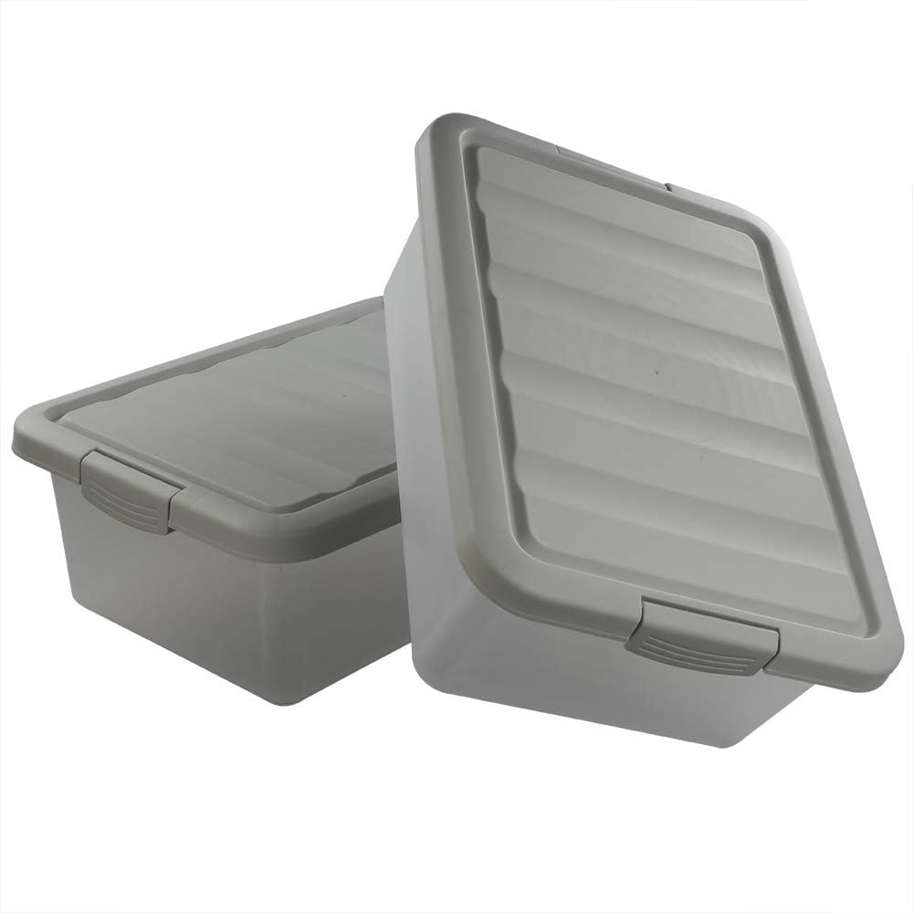 14 Quart Plastic Storage Box, Clear Storage Bin with Lid, 2 Packs