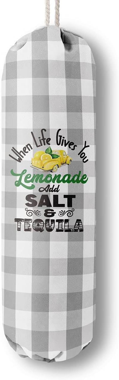 Grocery Bags Holder Organizer for Shopping Bags，Wall Mount Plastic Bags Storage Container Dispensers，Lemons Add Sal, Gift for Women Mother Grandmother Friend