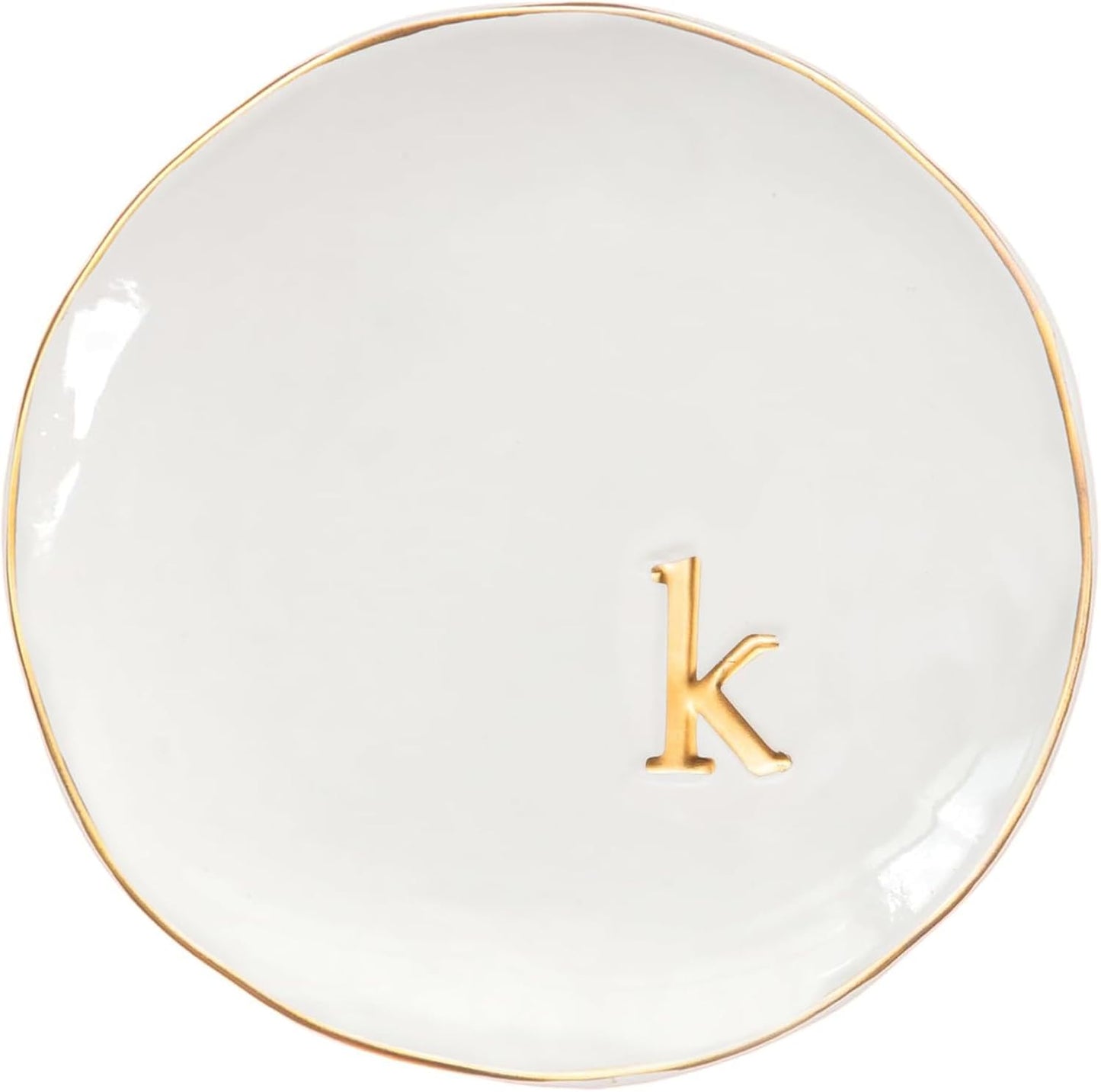 COLLECTIVE HOME - Ceramic Jewelry Tray, Decorative Trinket Dish for Rings Earrings Necklaces Bracelet Watch Keys, Birthday Mother's Day Christmas Gift for Women, 4.75", Glossy (k)