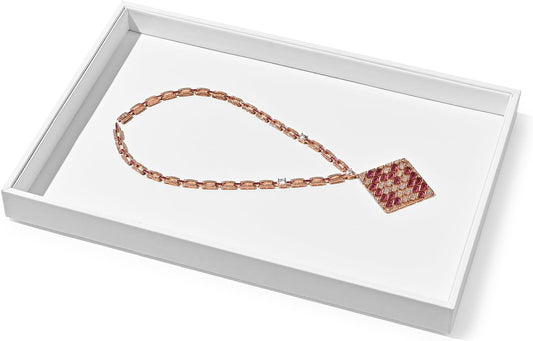 White PU Leather Jewelry Display Tray for Earrings Bracelet Necklace Jewelry Display Flat Tray Catchall