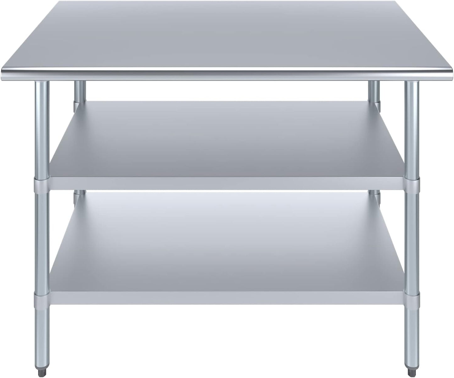 AmGood Stainless Steel Work Table with 2 Shelves | NSF | Metal Utility Table (48" Long x 30" Deep)
