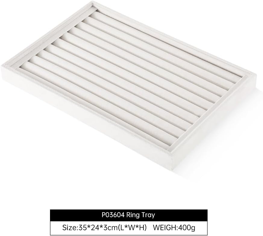 Ring Tray, Velvet Jewelry Trays,Premium Ring Display Case,Luxury Stud Earring Organizer,White Jewelry Storage