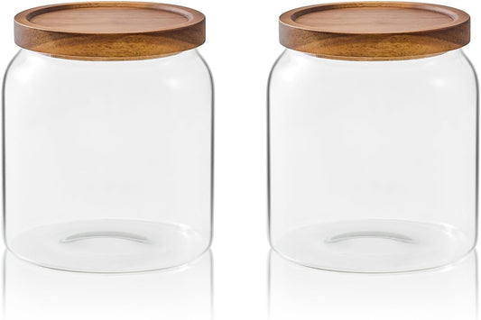 Sweejar Glass Jars for Laundry Room Organization, Half-Gallon Laundry Pods Container, Glass Food Storage Jars with Airtight Lid, 2 Pack, Press Lid