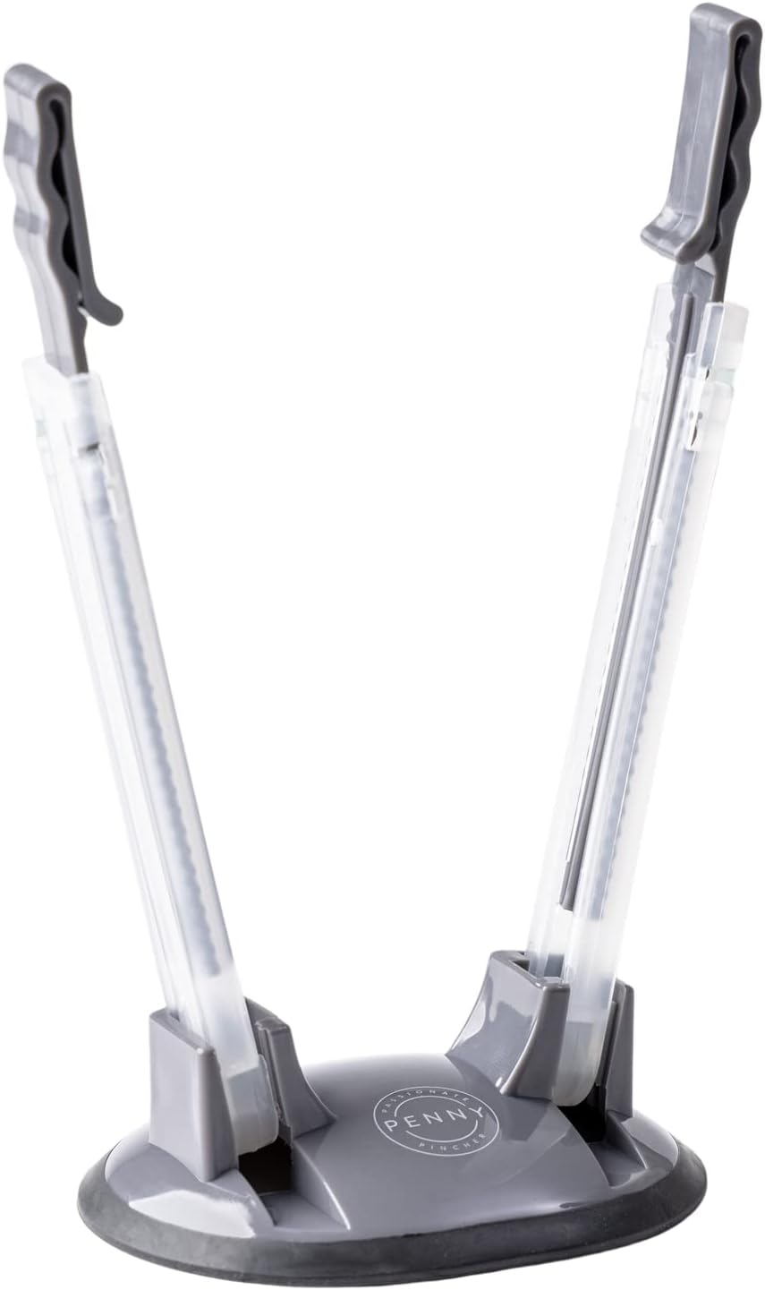 Freezer Bag Stands (2 Pack) | Baggy Rack Holder for Food Prep Bag | Meal Planning | Ziploc Bag Holder | Adjustable Freezer Bag Holder Stand | Hands Free Baggie Holder | Non-Slip Rubber Base (Grey)